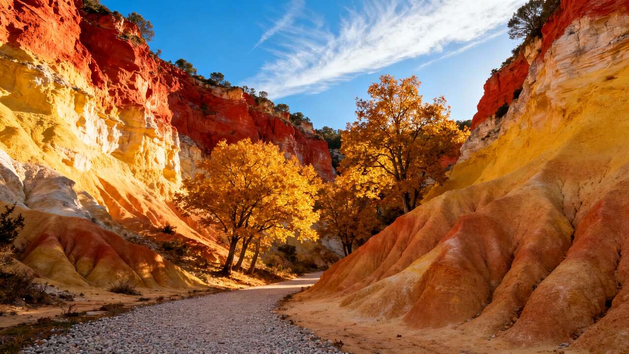 Au cœur du Luberon, ce sentier des ocres est une balade aux couleurs de Mars, encore plus spectaculaire sous le soleil d'automne (Roussillon)